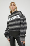 Rotate pulover de lana femei, culoarea gri, călduros