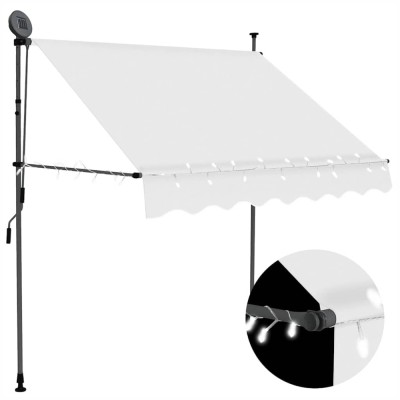 vidaXL Copertină retractabilă manual cu LED, crem, 200 cm 145871 foto