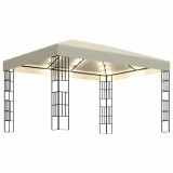 Cumpara ieftin Pavilion cu sir de lumini LED, crem, 3x4 m