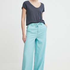 Pepe Jeans pantaloni TAMMY femei, culoarea turcoaz, lat, high waist, PL211728