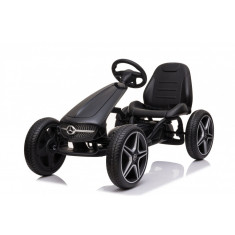 Kinderauto GO Kart cu pedale de la Mercedes, roti cauciuc solid, culoare Negru