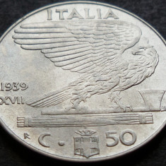 Moneda istorica 50 CENTESIMI - ITALIA FASCISTA, anul 1939 *cod 3162 B excelenta