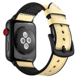 Cumpara ieftin Curea iUni compatibila cu Apple Watch Ultra/SE/8/7/6/5/4/3/2/1, 40mm, Leather Strap, Ivory