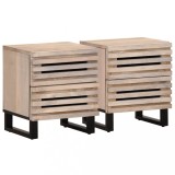 Cumpara ieftin Noptiere, 2 buc., 40x34x46 cm, lemn masiv mango albit