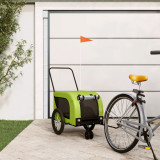 VidaXL Remorcă bicicletă animale companie, verde/negru, oxford/fier