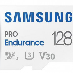 Card de memorie SAMSUNG PRO Endurance MicroSD MB-MJ128KA/EU, 128GB, UHS-I U3, V30, Clasa 10 + Adaptor SD