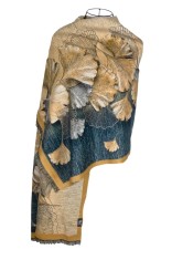Fular dama l&acirc;nă de lux, mov/alb, 180x60cm