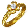 Inel auriu din oțel chirurgical cu un zirconiu transparent - floare - Marime inel: 52