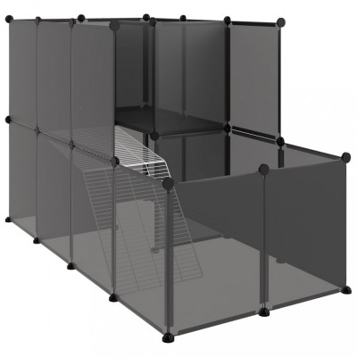 Cușcă pentru animale mici, negru, 142x74x93 cm, PP și oțel foto