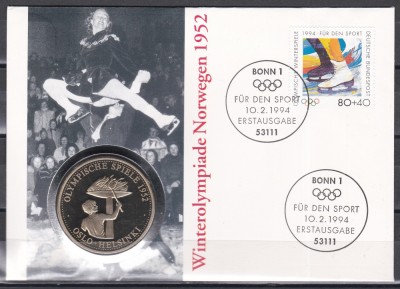 Germania 1994 - Jocurile Olimpice de iarnă din Norvegia 1952, FDC NUMIS foto