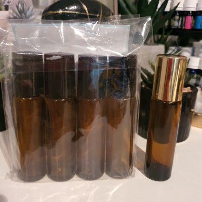 Set sticlute cu roll-on brun capac negru 10 ml foto