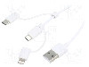 Cablu mufa Apple Lightning, USB A mufa, USB B micro mufa, USB C mufa, USB 2.0, lungime 1m, alb, LOGILINK - CU0126