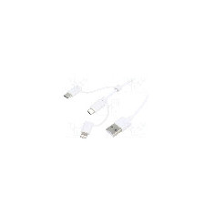 Cablu mufa Apple Lightning, USB A mufa, USB B micro mufa, USB C mufa, USB 2.0, lungime 1m, alb, LOGILINK - CU0126