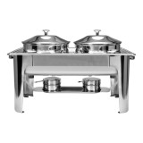 Chafing Dish Yato YG-04125, 2 x 4.5L, Inox, Profesional, Diametru 220mm, Incalzitor Bufet Supe, 60x35x37cm