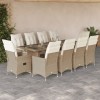 VidaXL Set bistro de grădină, 11 piese, cu perne, bej, poliratan 3277266