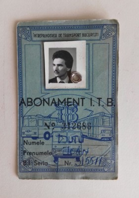 Abonament Intreprinderea de Transport Bucuresti, anii &amp;#039;70 foto