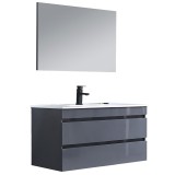 Mobilier de baie Cube 100 cm cu chiuvetă ceramică 2 sertare cu oglindă 60x100 cm gri antracit
