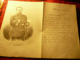 Litografie Portret si Scrisoare - General Francez Auguste Alexandre Ducrot 1817