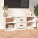 Comodă TV, alb, 100x34x40 cm, lemn masiv de pin
