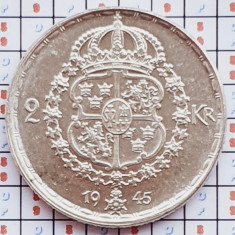 1049 Suedia 2 kronor 1945 Gustaf V (1907-1950) km 815 argint
