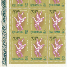Romania, LP 655/1967, Camp.Mond. de Lupte Greco-Romane, blocuri de 9 timbre, MNH