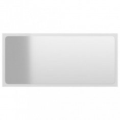 Oglindă de baie, alb extralucios, 80x1,5x37 cm, PAL