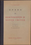 HST 45SP Caragiale Opere III Reminiscente si notite critice 1931 Zarifopol
