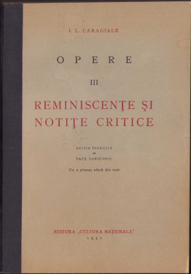 HST 45SP Caragiale Opere III Reminiscente si notite critice 1931 Zarifopol foto