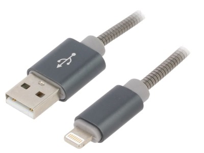 Cablu USB 2m Lightning Gri 480Mbps foto