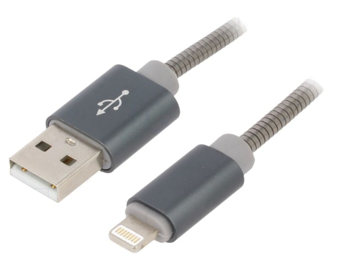 Cablu USB 2m Lightning Gri 480Mbps