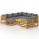 vidaXL Set mobilier de grădină cu perne, 10 piese, lemn masiv acacia