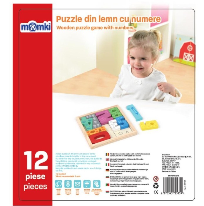 PUZZLE DIN LEMN CU NUMERE, 12 PIESE