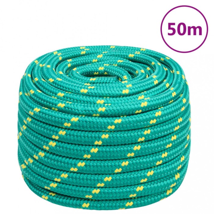 Fr&acirc;nghie de barcă, verde, 20 mm, 50 m, polipropilenă