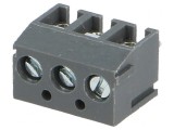 Regletă de conexiuni PCB unghi 90&deg; 3,81mm 3 piste 10A
