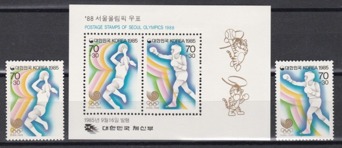 Coreea de Sud 1985 - Jocurile Olimpice - Seul, Serie + Colita, MNH