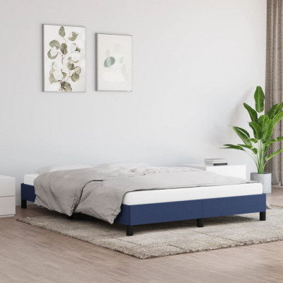 vidaXL Cadru de pat, albastru, 140x190 cm, material textil foto