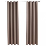Cumpara ieftin Draperii opace cu inele metalice, 2 buc., gri taupe, 140x245 cm