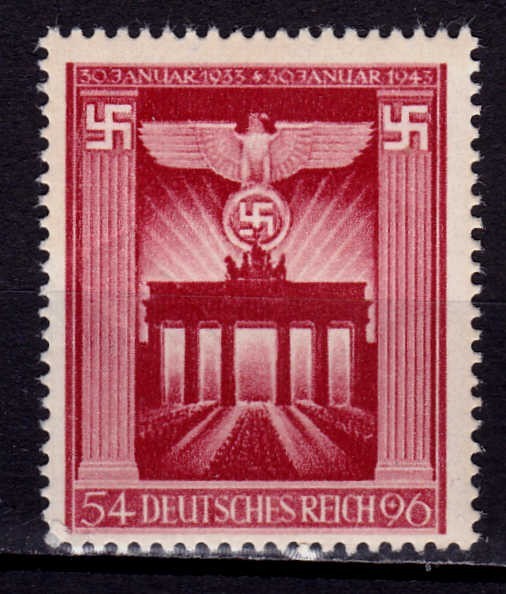 ✅ ( S44 ) Germania Reich 1943 &quot; 10 ani de la preluarea puterii de Adolf Hitler &quot; serie completa Michel 829, MNH - mici cute