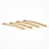 Set 4 agrafe aurii cu pietre albe