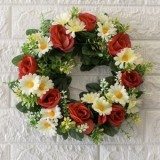 Coroniță decorativă de primăvară cu margarete și trandafiri, &Oslash;25 cm, multicolor, CMCLASS