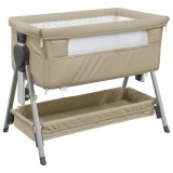 Cumpara ieftin Pat pentru copii cu saltea, gri taupe, panza textil