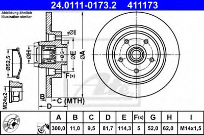 Disc frana RENAULT LATITUDE (L70) (2010 - 2016) ATE 24.0111-0173.2 foto