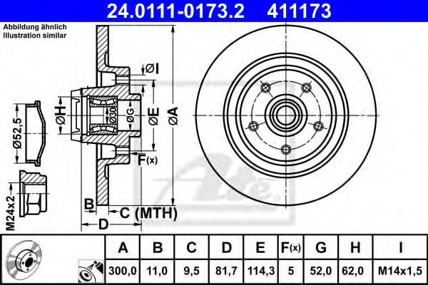 Disc frana RENAULT LATITUDE (L70) (2010 - 2016) ATE 24.0111-0173.2