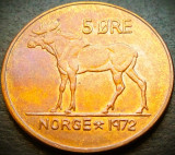 Moneda 5 ORE - NORVEGIA, anul 1972 *cod 4294 A = patina superba