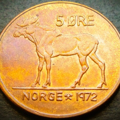 Moneda 5 ORE - NORVEGIA, anul 1972 *cod 4294 A = patina superba