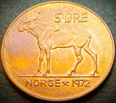 Moneda 5 ORE - NORVEGIA, anul 1972 *cod 4294 A = patina superba foto