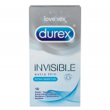 Prezervative Invisible Extra Thin Extra Sensitive, 10 bucati, Durex