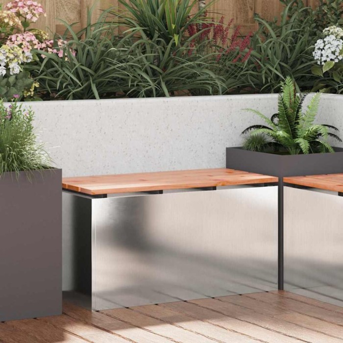 vidaXL Bancă de grădină Argintiu 80 x 40 x 43 cm Oțel inoxidabil 874902