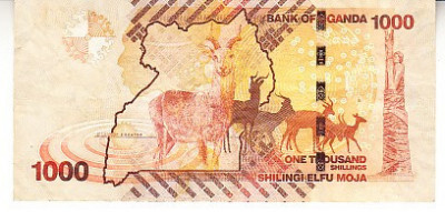 M1 - Bancnota foarte veche - Uganda - 1000 shilingi - 2010 foto
