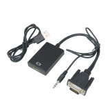 Cablu adaptor VGA tata + JACK 3.5 mm - HDMI mama 0.1m Windows 10, Generic